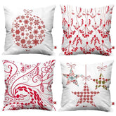 4 Piece Set 'Snowflakes and Stars’ Christmas Decor Glitter Assorted Cushion Covers